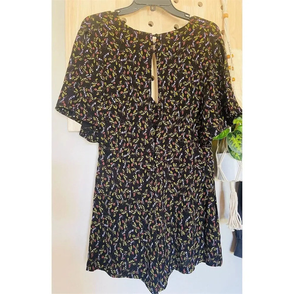 Free People Meet Virginia V-Neck Printed Romper Black Combo Size M Boho Chic - Picture 10 of 12